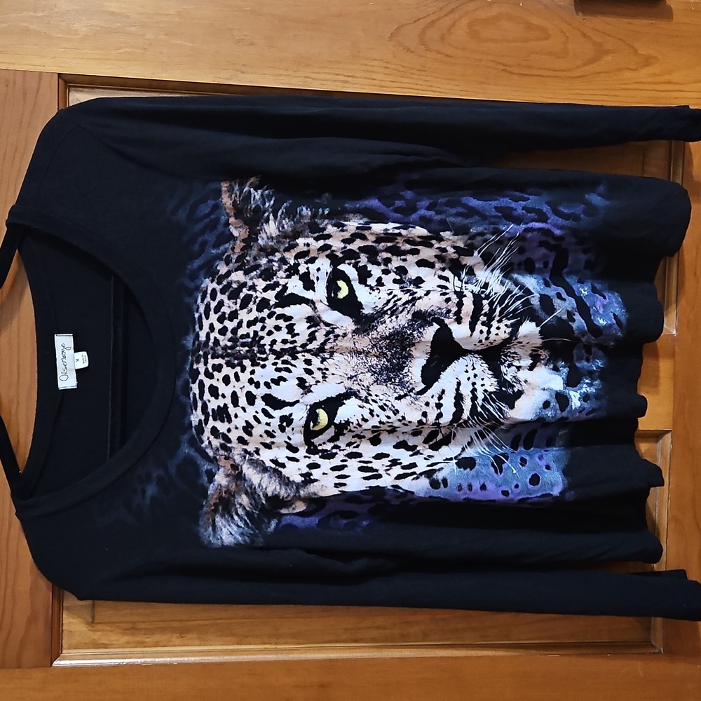 Olsenboye Tiger long sleeve top in black and purple M